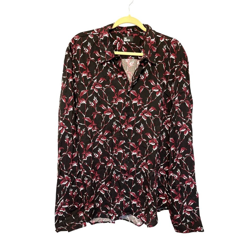 The Kooples Trend Spicy Leaves Black & Red Floral Button-Up Shirt S L or XXL